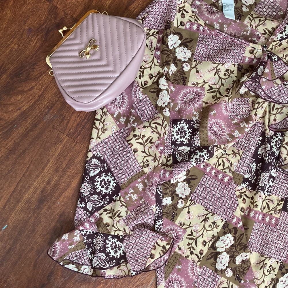 Tunic long mini skirt length dusty rose floral plus size 1X, emme true beauty. - Picture 7 of 7